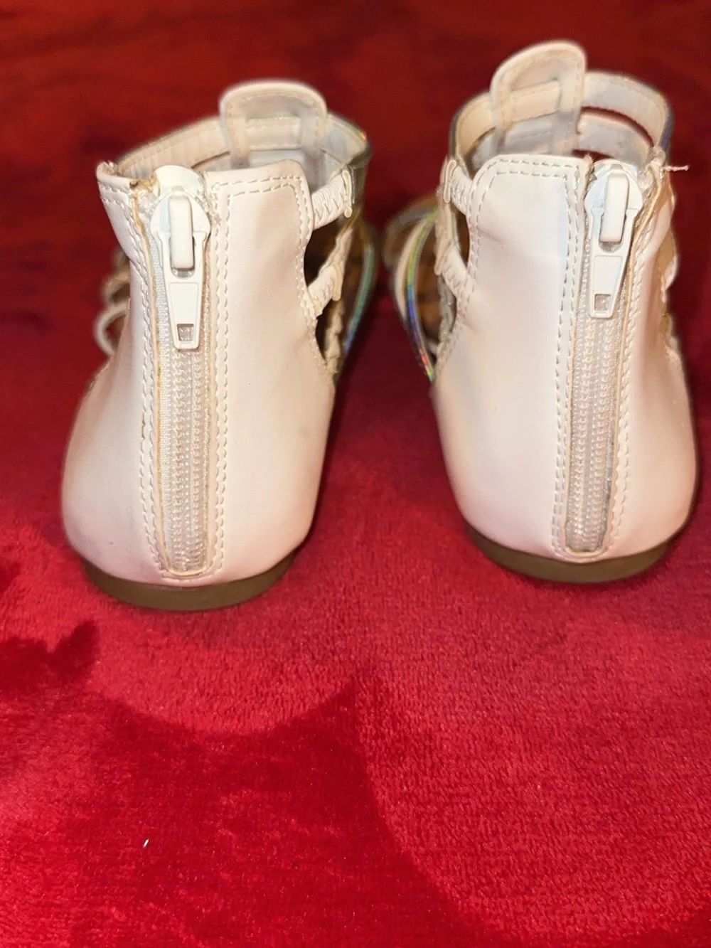 wonder nation White and Iridescent Girls Gladiator Sandals